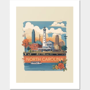 North Carolina Vintage Design Posters and Art